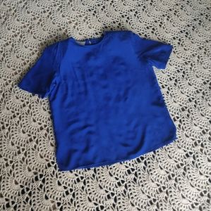 Vintage Royal Blue Silk Blouse